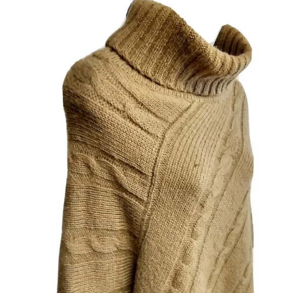 Apt 9 Poncho Turtleneck Sweater Camel Tan - Picture 2 of 4